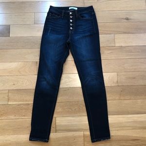 High Rise Button Fly Dark Wash Jeans